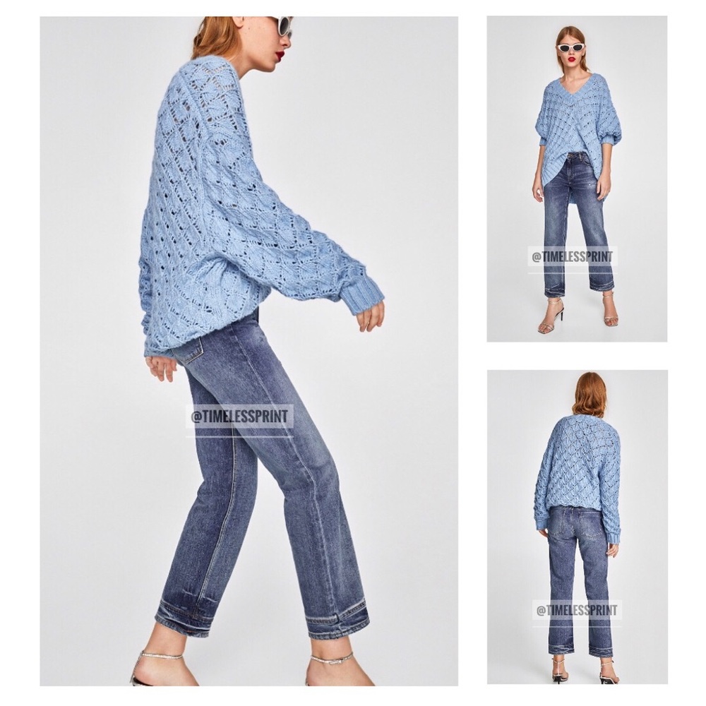 Zara Wide/Straight Leg Mid-Rise Jeans